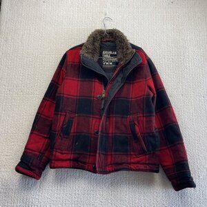 American Eagle Men’s M Buffalo Plaid Fur Collar Lined Wool Blend Jacket Full Zip